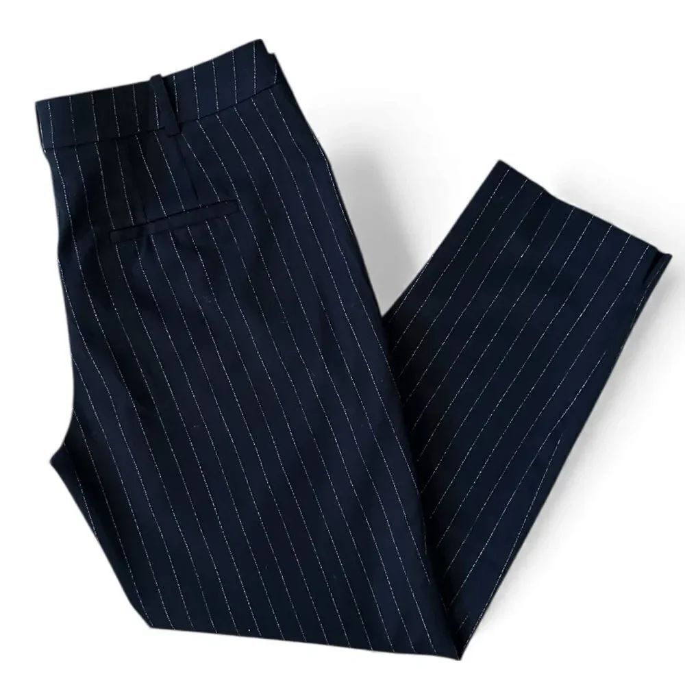 Zara Basic Pants Pin StripedโTrousers Navy Blue Size Large